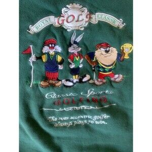 Vtg Acme Looney Tunes Royal Golf Classic Green Sweatshirt Tax Bugs Bunny   Sz  M